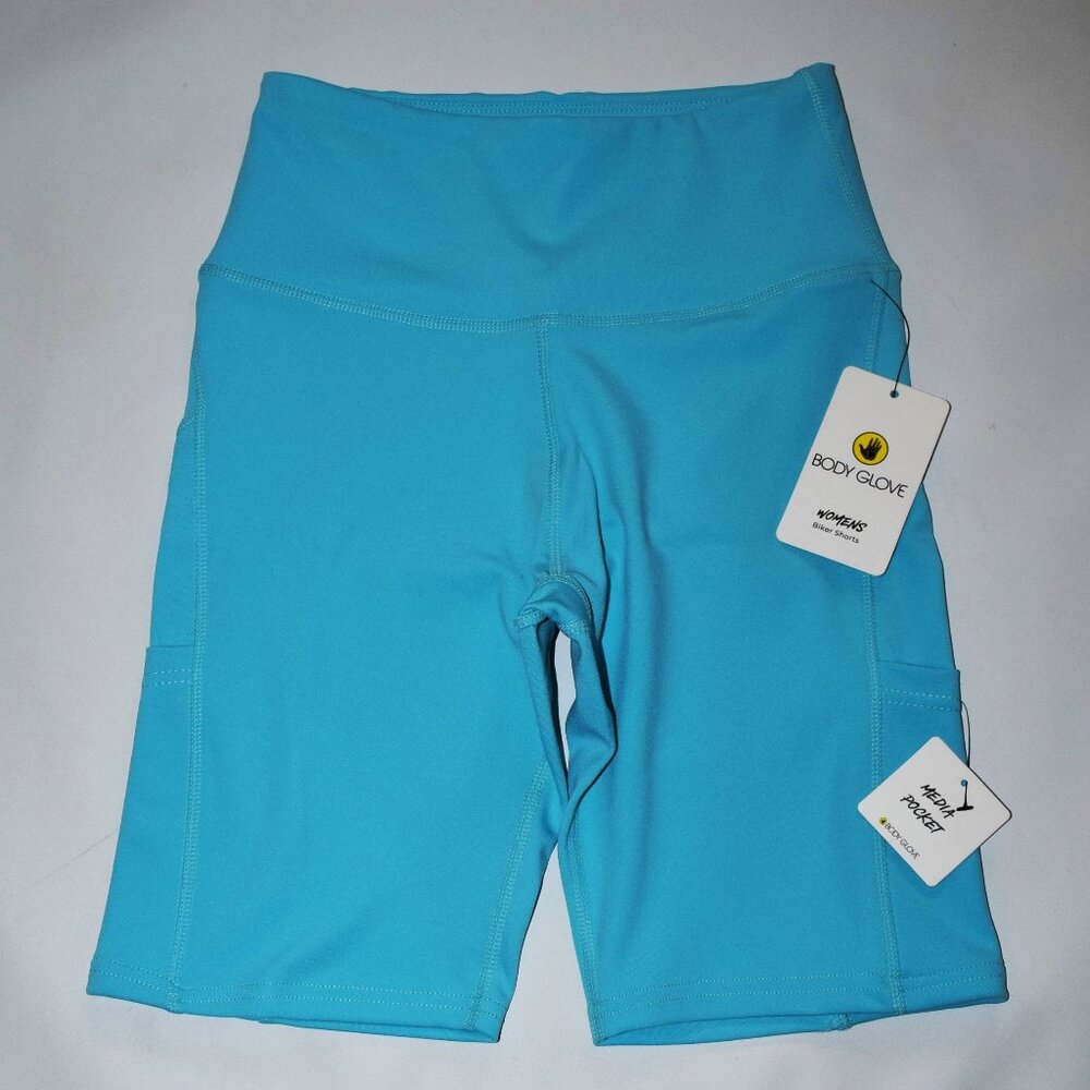 BODY GLOVE Teal Blue Activewear Biking Shorts Womens S  *NEW*